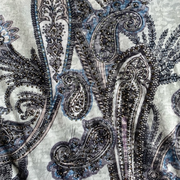 LAURA PETITES PAISLEY PRINT BLOUSE WITH LACE DETAILS AND 3/4 SLEEVES WOMENS M - Picture 3 of 5